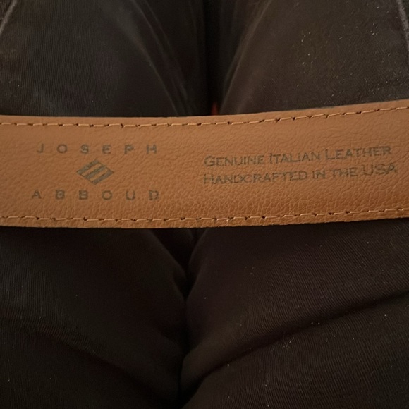 Joseph Abboud Men’s Brown Italian Leather Belt Brushed Distressed Brass Buckle - Picture 9 of 16